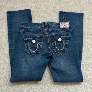 True Religion Jeans Rainbow Billy Blue Jeans Women Sz 26x29 Boot Cut 10572BLBT,